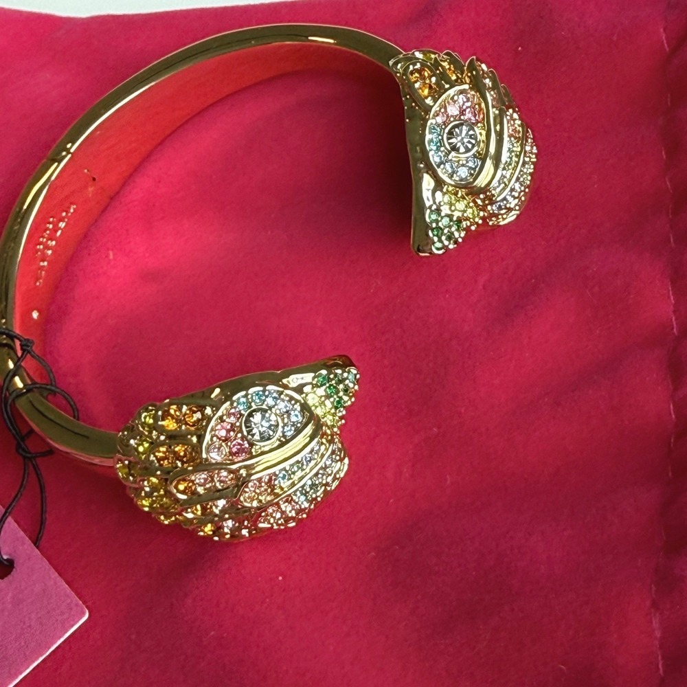 Kurt Geiger Gold-tone Multicolor Crystal Open Cuff Bracelet